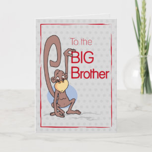Gefeliciteerd met de Big Brother, Cute Monkey Kaart