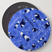 Gefeliciteerd met de blauwe afstuderen ronde button 6,0 cm (Voorkant /achterkant)