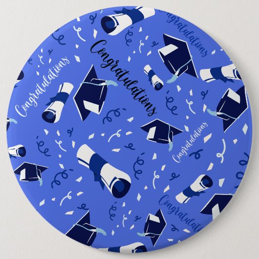 Gefeliciteerd met de blauwe afstuderen ronde button 6,0 cm (Voorkant)