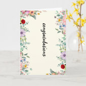 Gefeliciteerd met de bloemenbanner kaart (Gele Bloem)