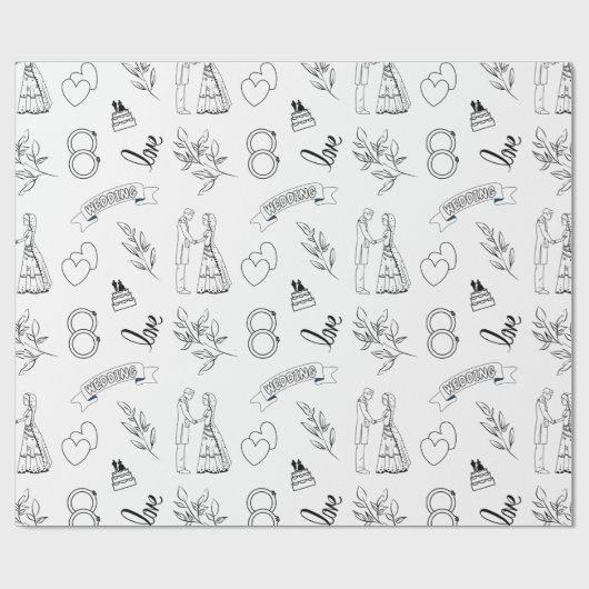 Gefeliciteerd met de Bride en Groom Wedding Cadeaupapier (Vlak)