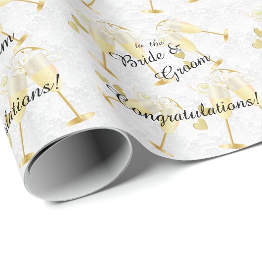 Gefeliciteerd met de Bride en Groom Wedding Cadeaupapier (Rol Hoek)