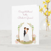 Gefeliciteerd met de Bride & Groom Kaart (Gele Bloem)