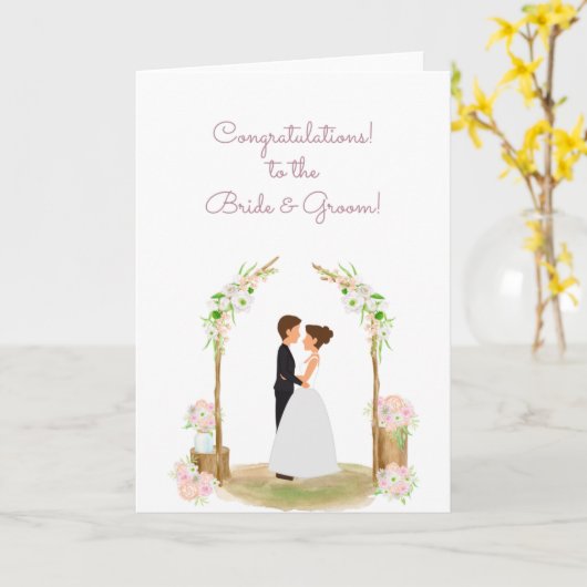 Gefeliciteerd met de Bride & Groom Kaart (Gele Bloem)