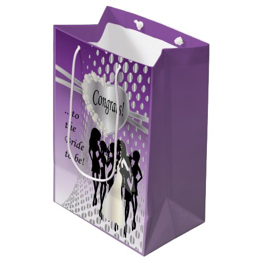 Gefeliciteerd met de Bride om Paars te zijn Medium Cadeauzakje (Voorkant Gekanteld)