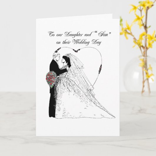 Gefeliciteerd met de bruiloft dochter en "zoon" kaart (Gele Bloem)