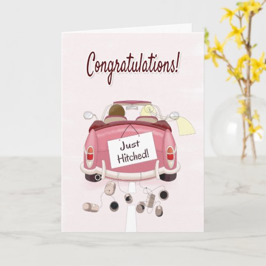 Gefeliciteerd met de bruiloft met het paar in de a kaart (Gele Bloem)