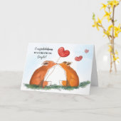 Gefeliciteerd met de bruiloft Twee Vossen Hart Bal Kaart (Gele Bloem)