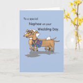 Gefeliciteerd met de bruiloft van de Daschund hond Kaart (Gele Bloem)