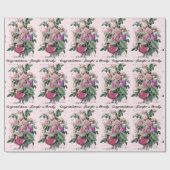 Gefeliciteerd met de bruiloft Voeg namen toe Roos  Cadeaupapier (Vlak)