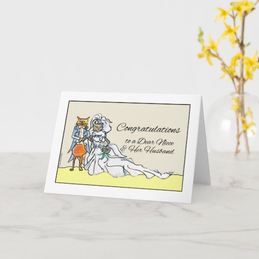 Gefeliciteerd met de bruiloft voor man en nichtje kaart (Gele Bloem)