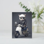 Gefeliciteerd met de Coole Scooter Kitty Briefkaart (Staand voorkant)