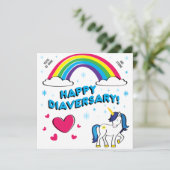 Gefeliciteerd met de Diaversary [Blauwe Eenhoorn] Kaart (Staand voorkant)