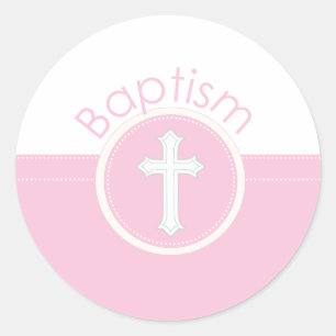 Gefeliciteerd met de doop van uw kleindochter Roze Ronde Sticker