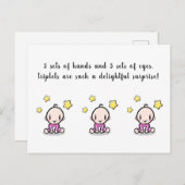 Gefeliciteerd met de drieling, de pasgeboren driel briefkaart (Voorkant / Achterkant)