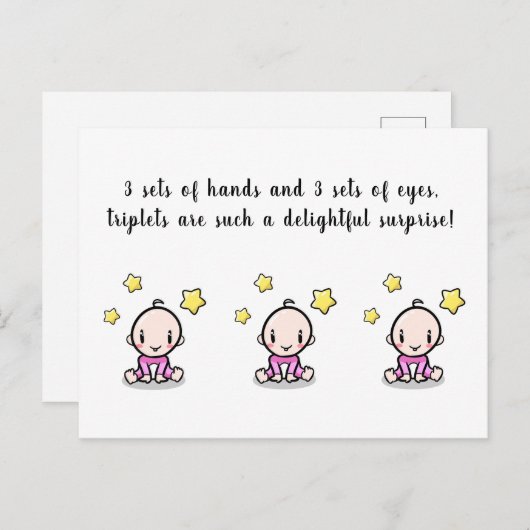 Gefeliciteerd met de drieling, de pasgeboren driel briefkaart (Voorkant / Achterkant)