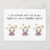 Gefeliciteerd met de drieling, de pasgeboren driel briefkaart (Voorkant)