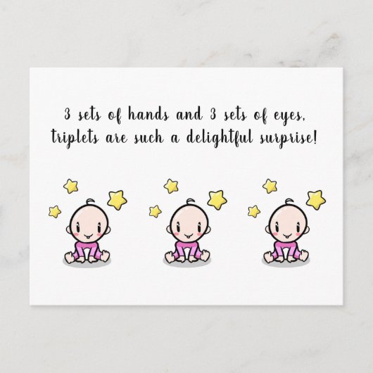Gefeliciteerd met de drieling, de pasgeboren driel briefkaart (Voorkant)