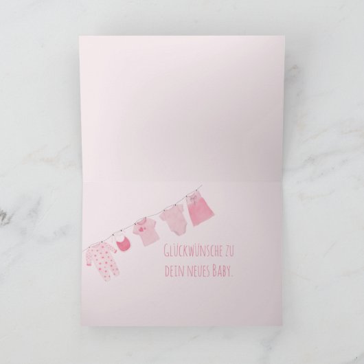 Gefeliciteerd met de Duitse baby meisje Kaart (Binnen)