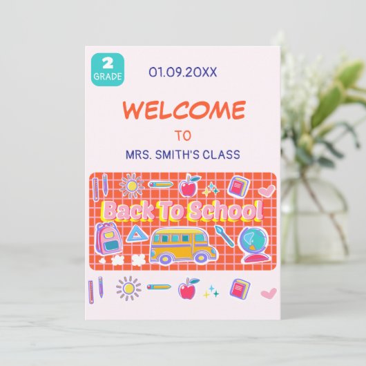 Gefeliciteerd met de eerste schooldag! Bericht van Kaart (Staand voorkant)