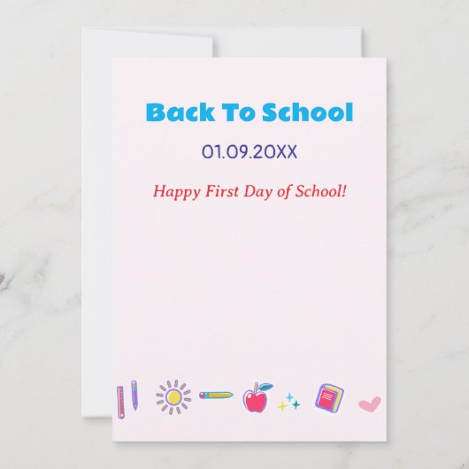 Gefeliciteerd met de eerste schooldag! Bericht van Kaart (Achterkant)