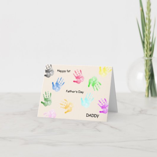 Gefeliciteerd met de eerste Vaderdag Papa Kind Han Kaart (Voorkant)