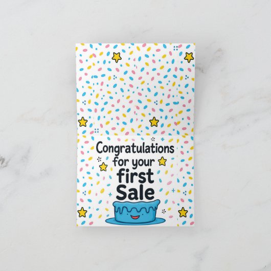 Gefeliciteerd met de eerste verkoop, grappige mini bedankkaart (Binnen)