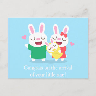 Gefeliciteerd met de familie Newborn Cute Bunny Briefkaart