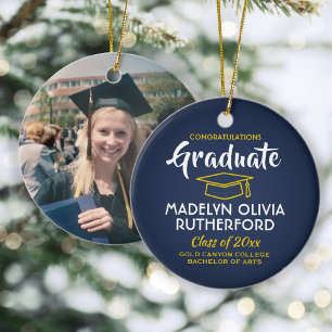 Gefeliciteerd met de foto van het Blue & Gold Afst Keramisch Ornament
