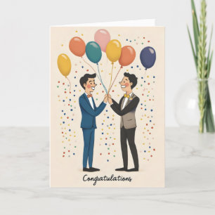 Gefeliciteerd met de Gay Wedding Balloons Feestdagen Kaart