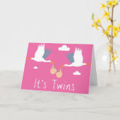 Gefeliciteerd met de geboorte Kaart (meisje tweeli (Gele Bloem)