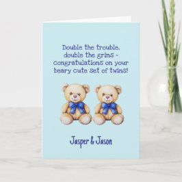 Gefeliciteerd met de geboorte van tweeling jongetj kaart
