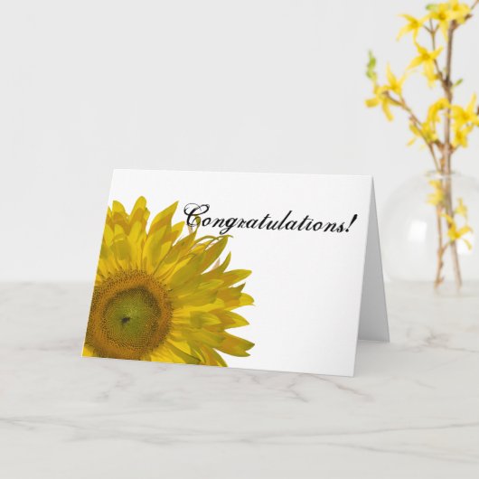 Gefeliciteerd met de Gele Zonnebloem Kaart (Gele Bloem)