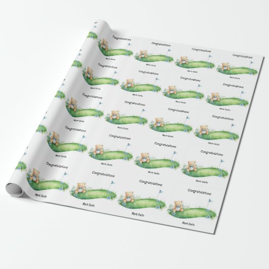 Gefeliciteerd met de golf baby cadeaupapier (Uitgerold)
