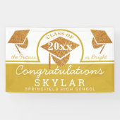 Gefeliciteerd met de Graduatie Cap Gold Fun Spandoek (Horizontaal)