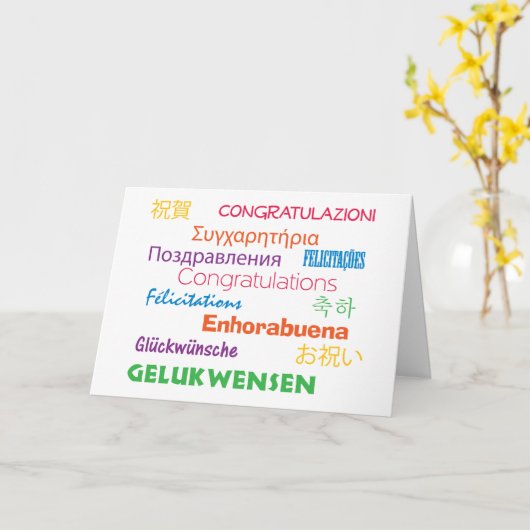 Gefeliciteerd met de Kaart in vele talen (Gele Bloem)