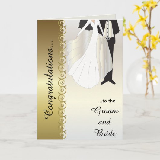 Gefeliciteerd met de Kaart van de Groom & Bride We (Gele Bloem)
