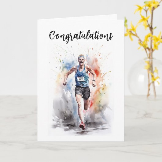 Gefeliciteerd met de kaart voor een marathonloper (Gele Bloem)