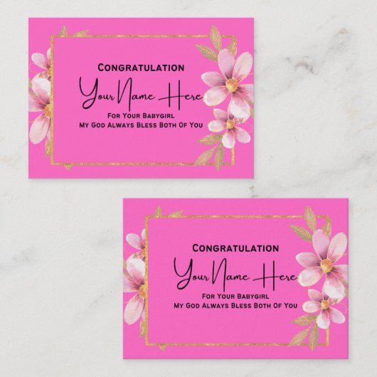 Gefeliciteerd met de kaarten van het baby shower. notitiekaartje (Voorkant / Achterkant)