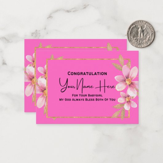 Gefeliciteerd met de kaarten van het baby shower. notitiekaartje (Voorkant / Achterkant in situ)