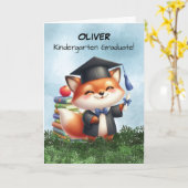 Gefeliciteerd met de kleuterafsluiting jongen vos kaart (Gele Bloem)