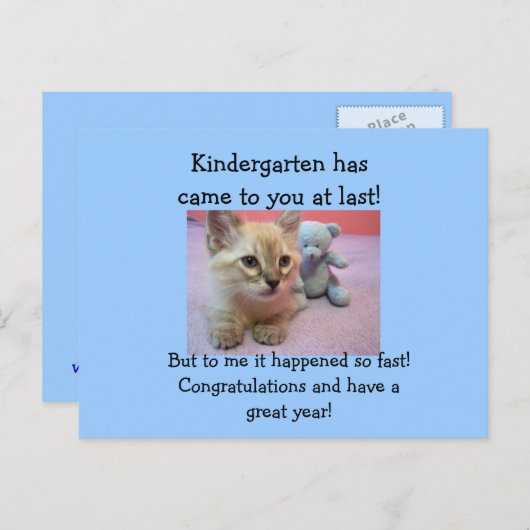 Gefeliciteerd met de kleuterschool. briefkaart (Voorkant / Achterkant)