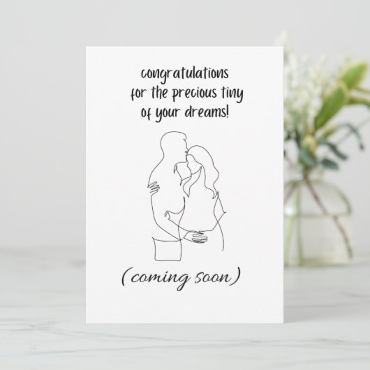 Gefeliciteerd met de komende baby kaart (Staand voorkant)