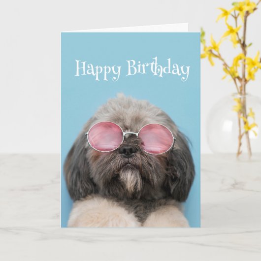 Gefeliciteerd met de legende Fun Dog Kaart (Gele Bloem)