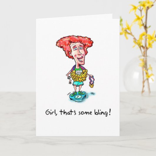 Gefeliciteerd met de marathoner - Bling Kaart (Gele Bloem)