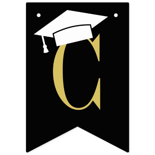 Gefeliciteerd met de Moderne Gold Black Graduation Vlaggetjes (Eerste vlag)