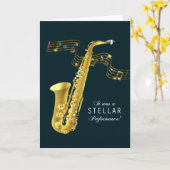 Gefeliciteerd met de muzikale uitvoering saxofoon kaart (Gele Bloem)