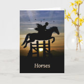 Gefeliciteerd met de New Horse Hunter Jumper Kaart (Gele Bloem)