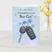 Gefeliciteerd met de nieuwe auto Winter Snowflake Kaart (Gele Bloem)