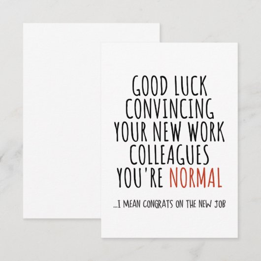 Gefeliciteerd met de nieuwe baan bedankkaart (Voorkant / Achterkant)